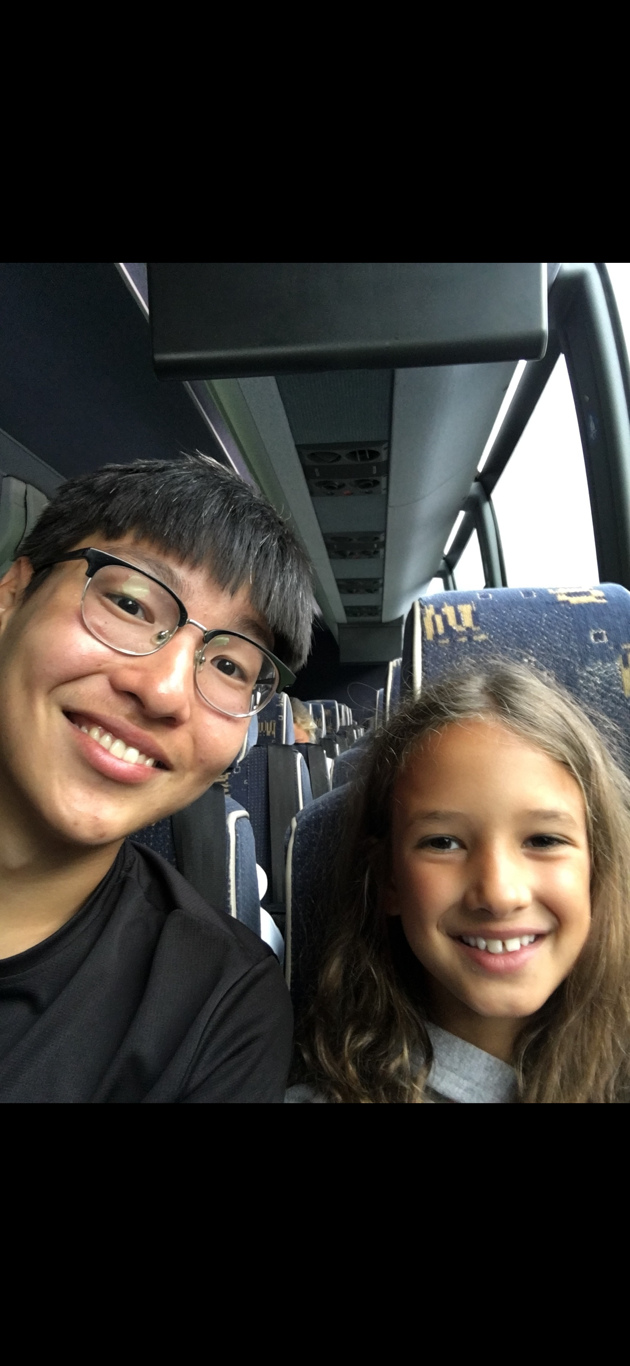 Anar and Angelina, his camper, on the bus